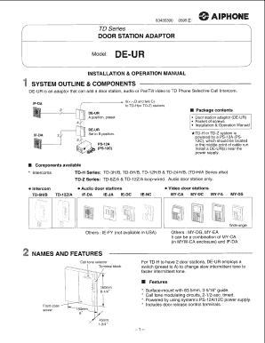 DE-UR Instructions - AIPHONE UK