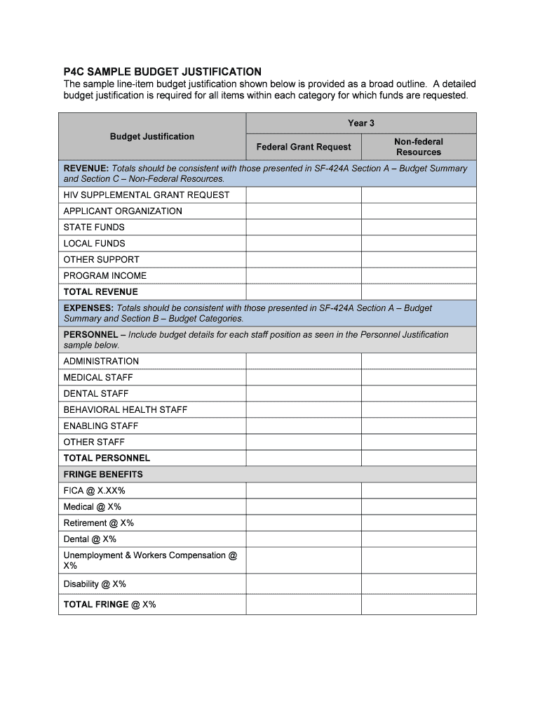 Fillable Online P4C SAMPLE BUDGET JUSTIFICATION Fax Email Print PdfFiller fillable-online-p4c-sample-budget-justification-fax-email-print-pdffiller