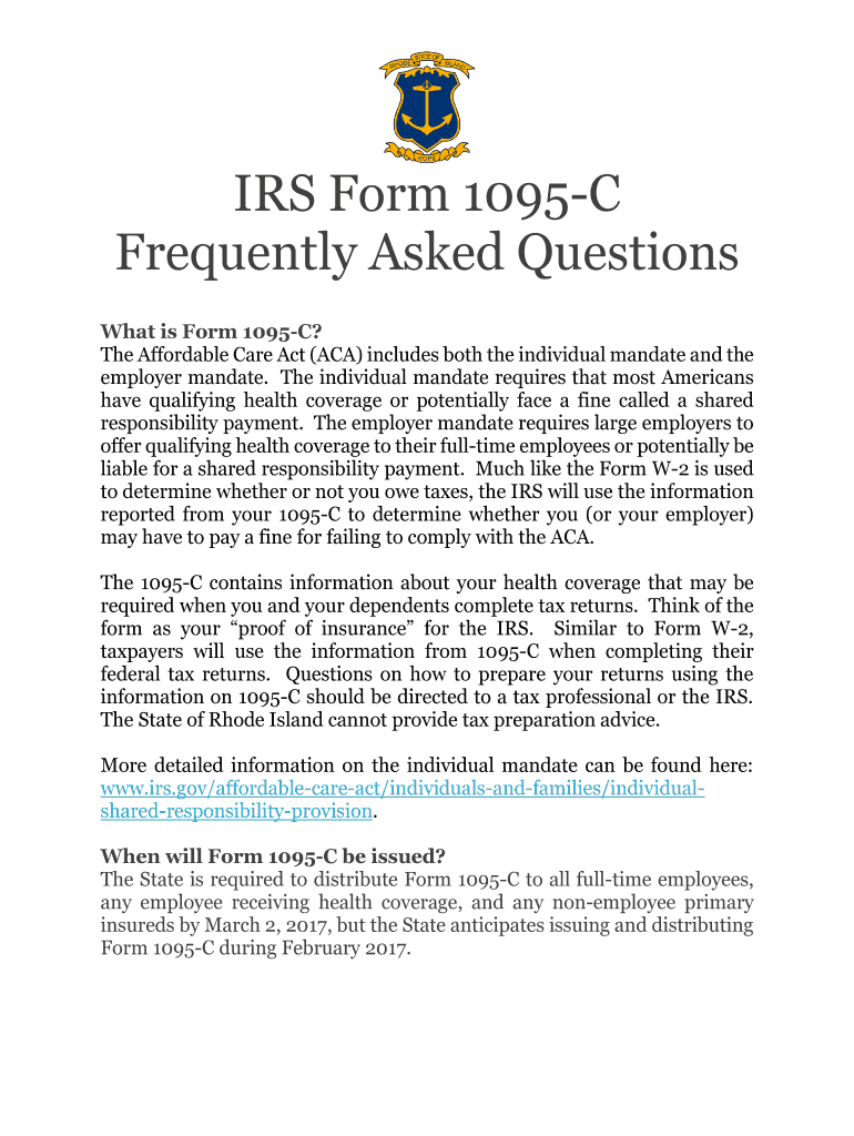Fillable Online IRS Form 1095-C Fax Email Print - pdfFiller
