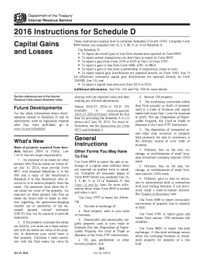 Fillable Online irs 2016 Instruction 1040 Schedule D. 2016 Instructions ...