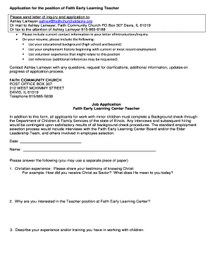 Job inquiry email examples - Job Application Form Template - Faith Community Church - faithchurchofdavis