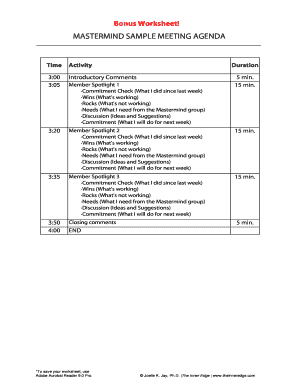 Kolokasyon example - mastermind agenda pdf