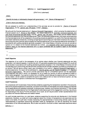 NPO-CL-1.1: Audit Engagement Letter - Support