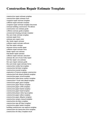 Excel estimate template - Construction Repair Estimate Template. construction repair estimate template