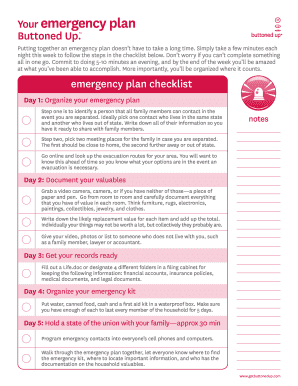 Fillable Online Free Printable Emergency Plan Checklist Template Fax ...
