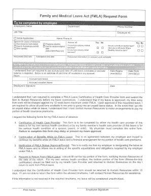 Family and iVIedical Leave Act (FMLA) Request Form