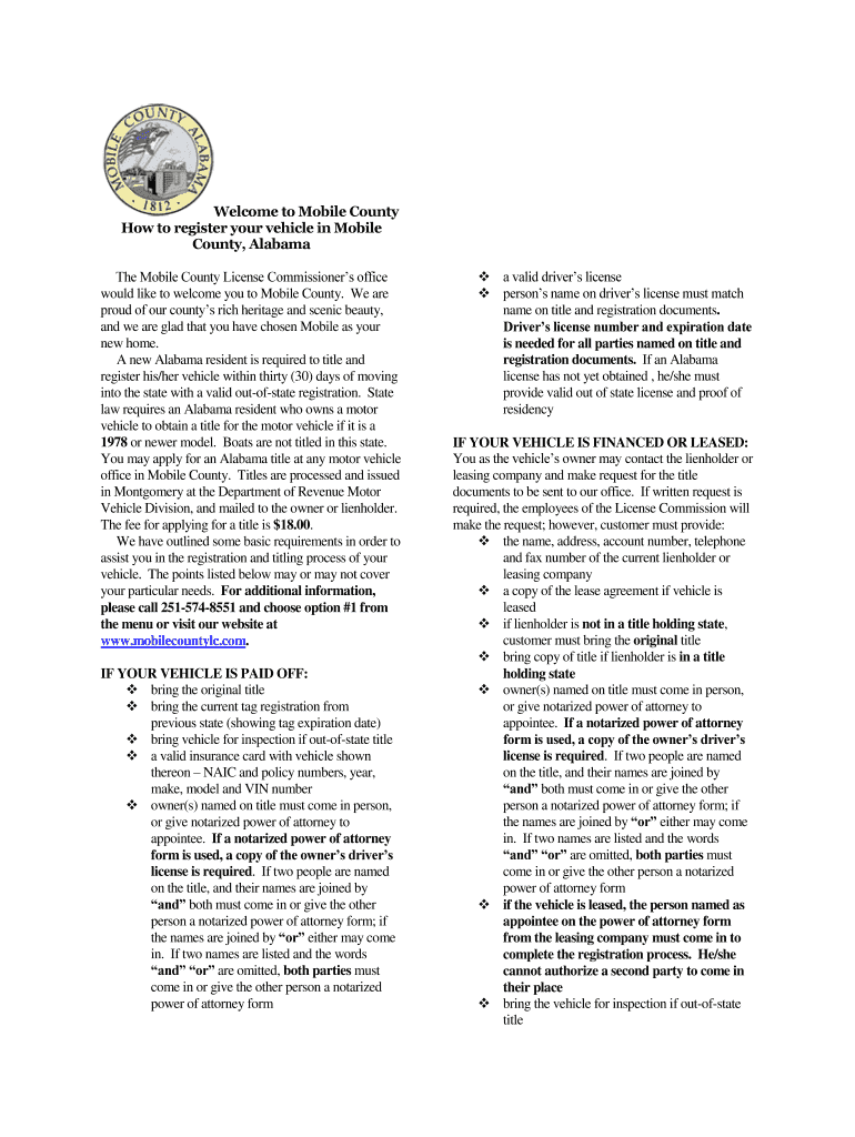 Fillable Online How to Register Mobile County License Commission Fax