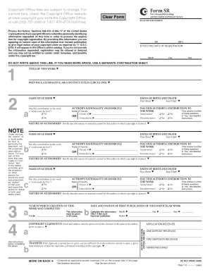 Form SR - US Copyright Office