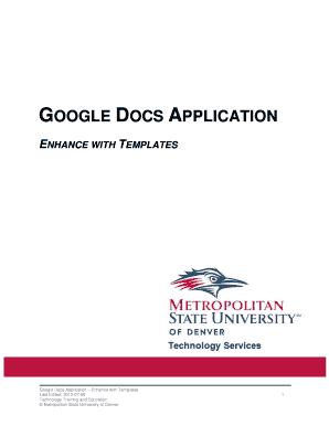 Google docs application - MSU Denver