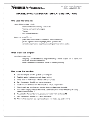 Internship plan template excel - Training Program Design Template Guide Sample. Release Version 2.0