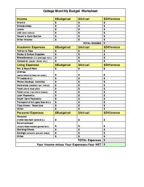 17 Printable monthly budgeting worksheets Forms and Templates - Fillable  Samples in PDF, Word to Download | pdfFiller