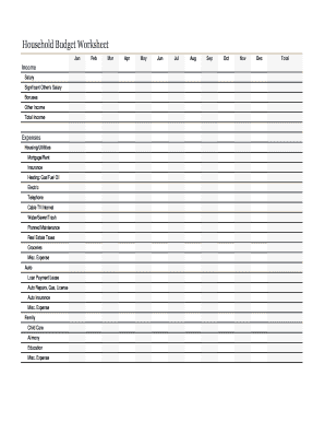 Household Budget Worksheet - South State Bank