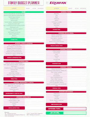 Download the Budget Planner PDF file size - Equifax