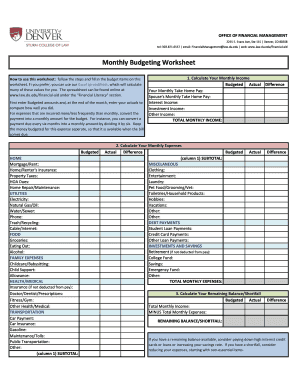 Craft stall risk assessment template word - Monthly Budgeting Worksheet - Sturm College of Law - law du