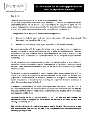Fillable Online S Corporation Tax Return (Form 1120S) Engagement Letter ...