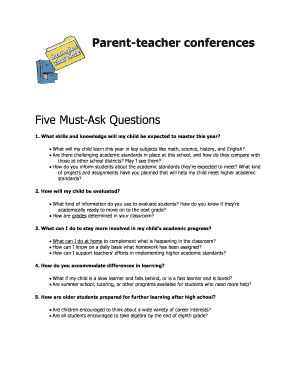 Fillable Online Parent-Teacher Conference Handouts Fax Email Print - pdfFiller