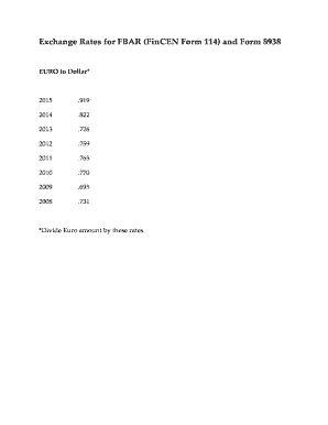 Exchange Rates for FBAR (FinCEN Form 114) and Form 8938