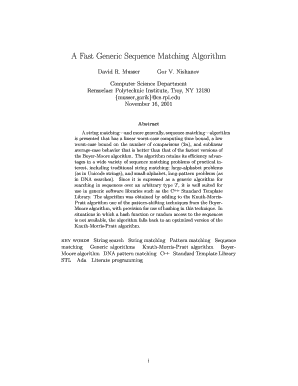 Fillable Online cs rpi A Fast Generic Sequence Matching Algorithm ...