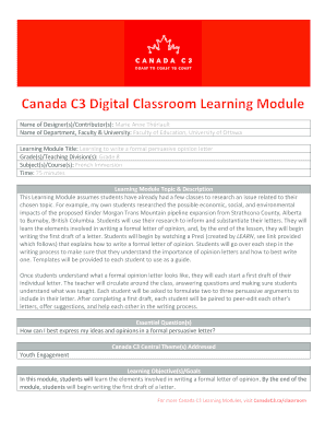 Opinion letter for teacher - Th riault, Marie Anne. Canada C3 Learning Module - Learning to write a formal persuasive opinion letter.docx - canadac3