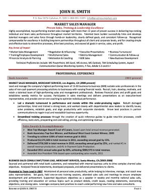 Marketing Sales Manager - Resume - Great Resumes Fast