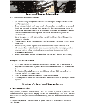 Functional Resume Information - Santa Cruz Staffing