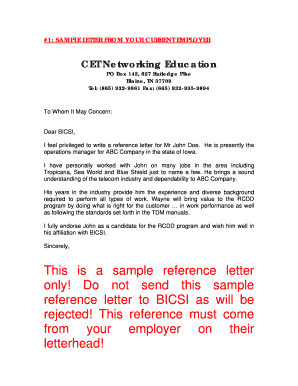 Sample Reference Letters - CET Networking Education