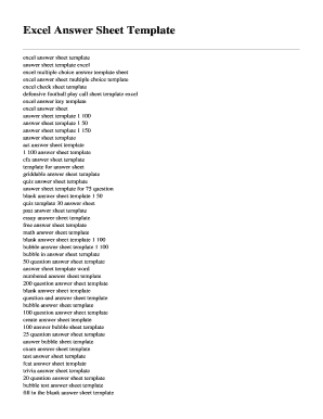 excel answer sheet template