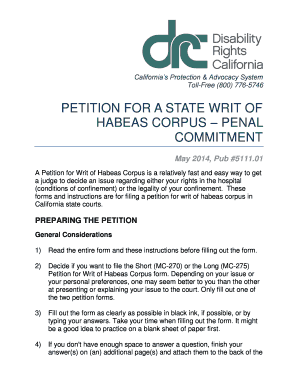 PETITION FOR A STATE WRIT OF HABEAS CORPUS PENAL COMMITMENT. PETITION FOR A STATE WRIT OF HABEAS CORPUS PENAL COMMITMENT - disabilityrightsca