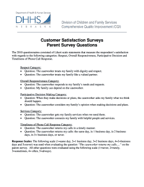 Customer Satisfaction Surveys Parent Survey Questions - dhhs ne