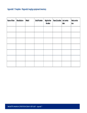 Appendix 7: Template - Diagnostic imaging equipment inventory - health gov