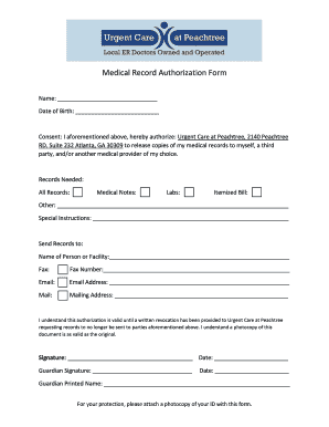 Fillable Online Medical Record Authorization Form Fax Email Print ...