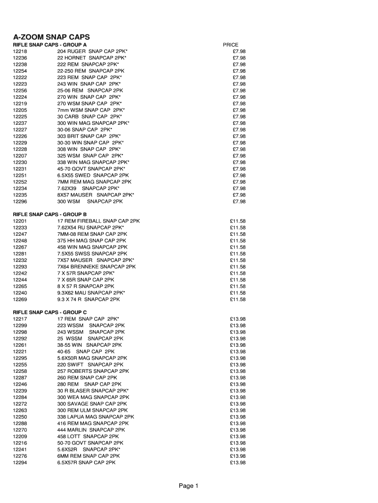 Fillable Online AZOOM SNAP CAPS Fax Email Print pdfFiller