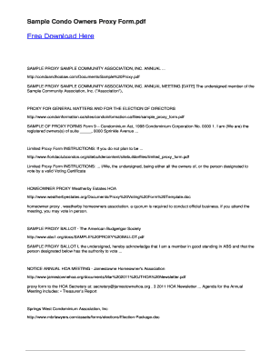 Sample Condo Owners Proxy Form