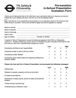 Pre-transition In-School Presentation Evaluation Form - cclondon tfl gov