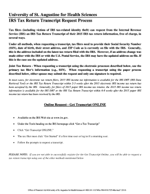 2016-2017 IRS Tax Return Transcript Request Process USA 7 ... - usa