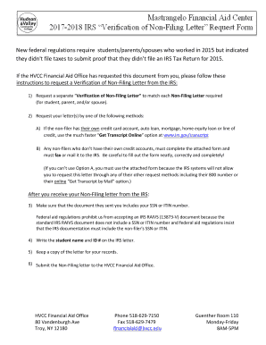 Mastrangelo Financial Aid Center 2017-2018 Internal Revenue Service (IRS) Form 4506-T