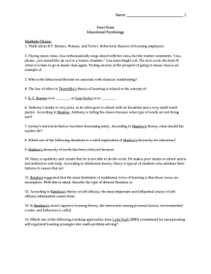 Behavior contract psychology - Final Exam Educational Psychology Multiple Choice