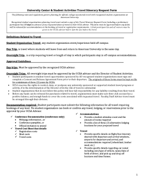 How to write an itinerary - University Center & Student Activities Travel Itinerary Request Form - american