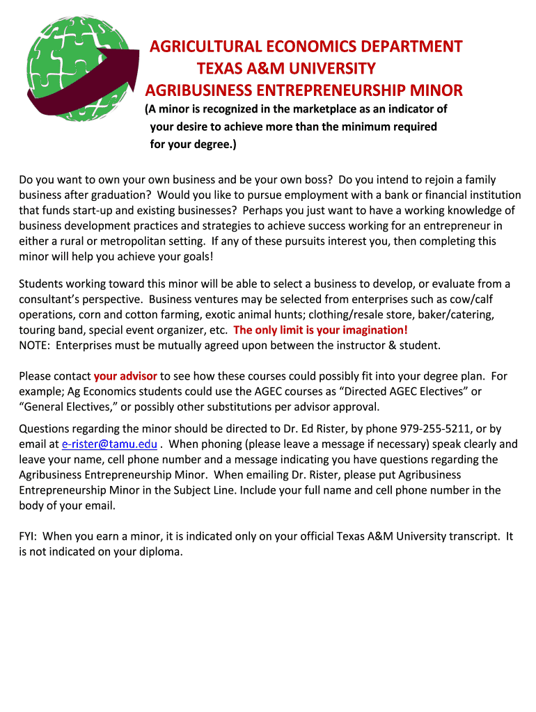 Fillable Online agecon tamu AGRICULTURAL ECONOMICS DEPARTMENT agecon