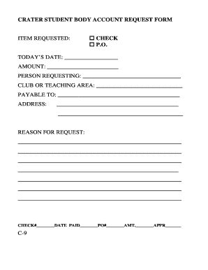 CRATER STUDENT BODY ACCOUNT REQUEST FORM