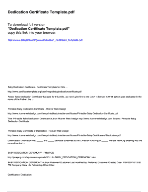 Fillable Online Dedication Certificate Template - pdfslibforme.com Fax