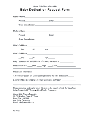 Baby dedication letter from pastor image