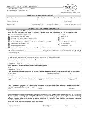 critical illness and health screening benefit claim kit - Boston