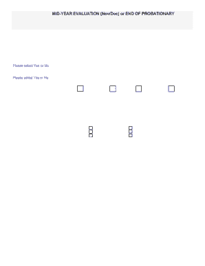 Poor work performance examples - MID-YEAR EVALUATION (Nov/Dec) or END OF PROBATIONARY - pstcc