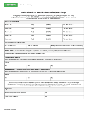 Notification of Tax Identification Number (TIN) Change