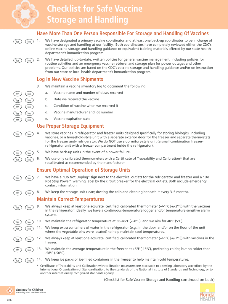 Fillable Online Checklist for Safe Vaccine Fax Email Print pdfFiller