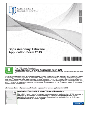 Fillable Online Saps Academy Tshwane Application Form 2015 Fax Email ...