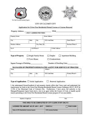 Application for Crime Free Residential Rental License or License Renewal - calumetcity