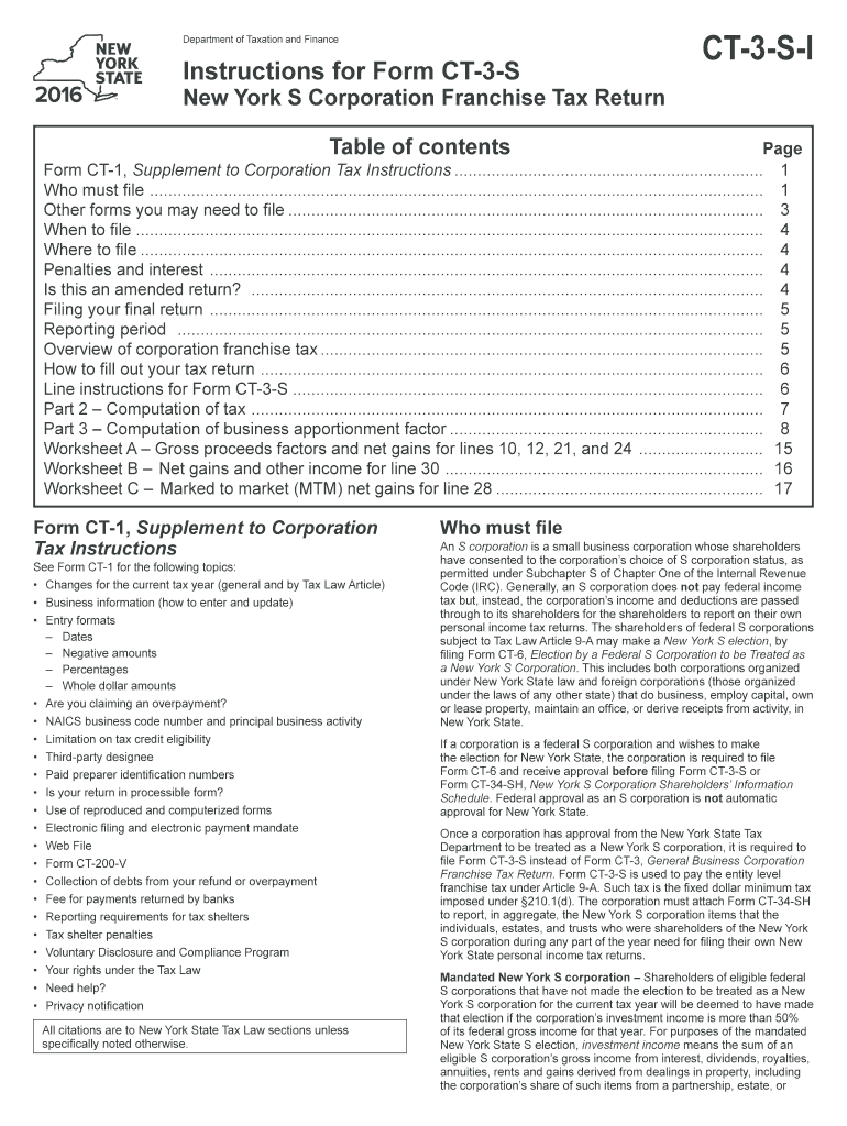 ny ct 3 instructions 2016 form Preview on Page 1