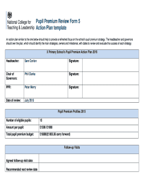 Pupil Premium Review Form 5 Action Plan template - glenmere leics sch